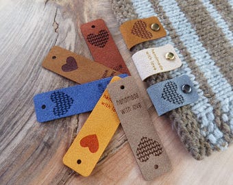 Custom Faux Suede Knitting Tags - Laser Engraved, Personalized Labels (0.75 x 2.5)