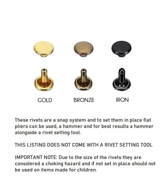 30 Rivetti A Testa Tonda Con Anello – 8x6 Mm, Colore Oro – Borchie Per Pelle, Fai Da Te, Borse, Cinture, Accessori