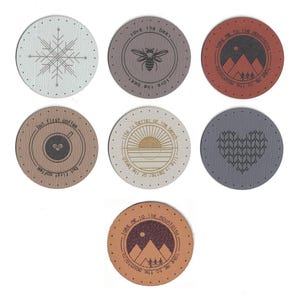 Apliques redondos de 5 cm (2 polegadas) - Apliques de couro sintético