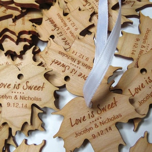 2 x 2 Ahornsirup Tags - Benutzerdefinierte Hochzeitsmarken - Holzhochzeitsmarke