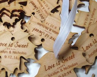 2 x 2 Maple Syrup Tags - Custom Wedding Tags - Wood Wedding Tags