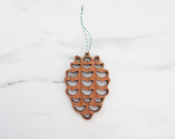 Wood Pinecone Ornament, Handmade Holiday Decor