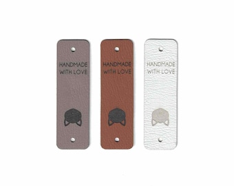 0.75 x 2.5 Custom Knitting Tags - Faux Leather - Faux Leather Knitting Tags