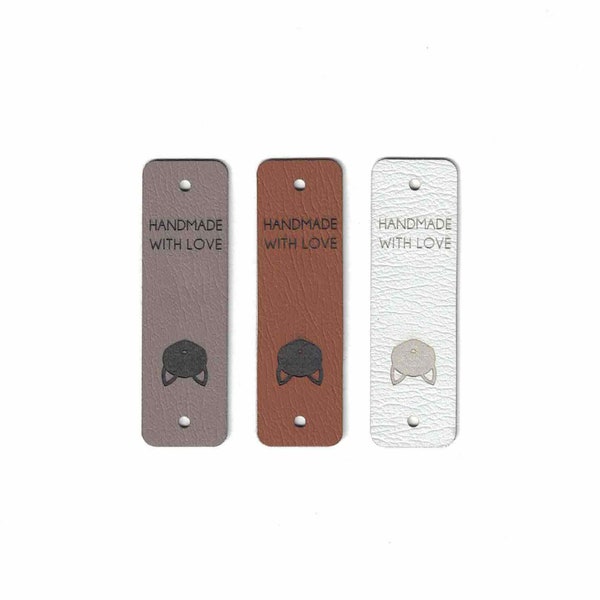 0.75 x 2.5 Custom Knitting Tags - Faux Leather - Faux Leather Knitting Tags