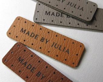 0.5 x 1.5 Custom Knitting Tags - Faux Leather - Faux leather Knitting Tags