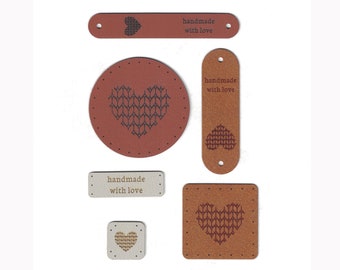 knit stitch heart - assorted set of tags