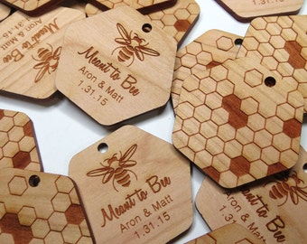 Etiquetas de madeira personalizadas com gravação a laser para mel – Lembrancinhas de casamento