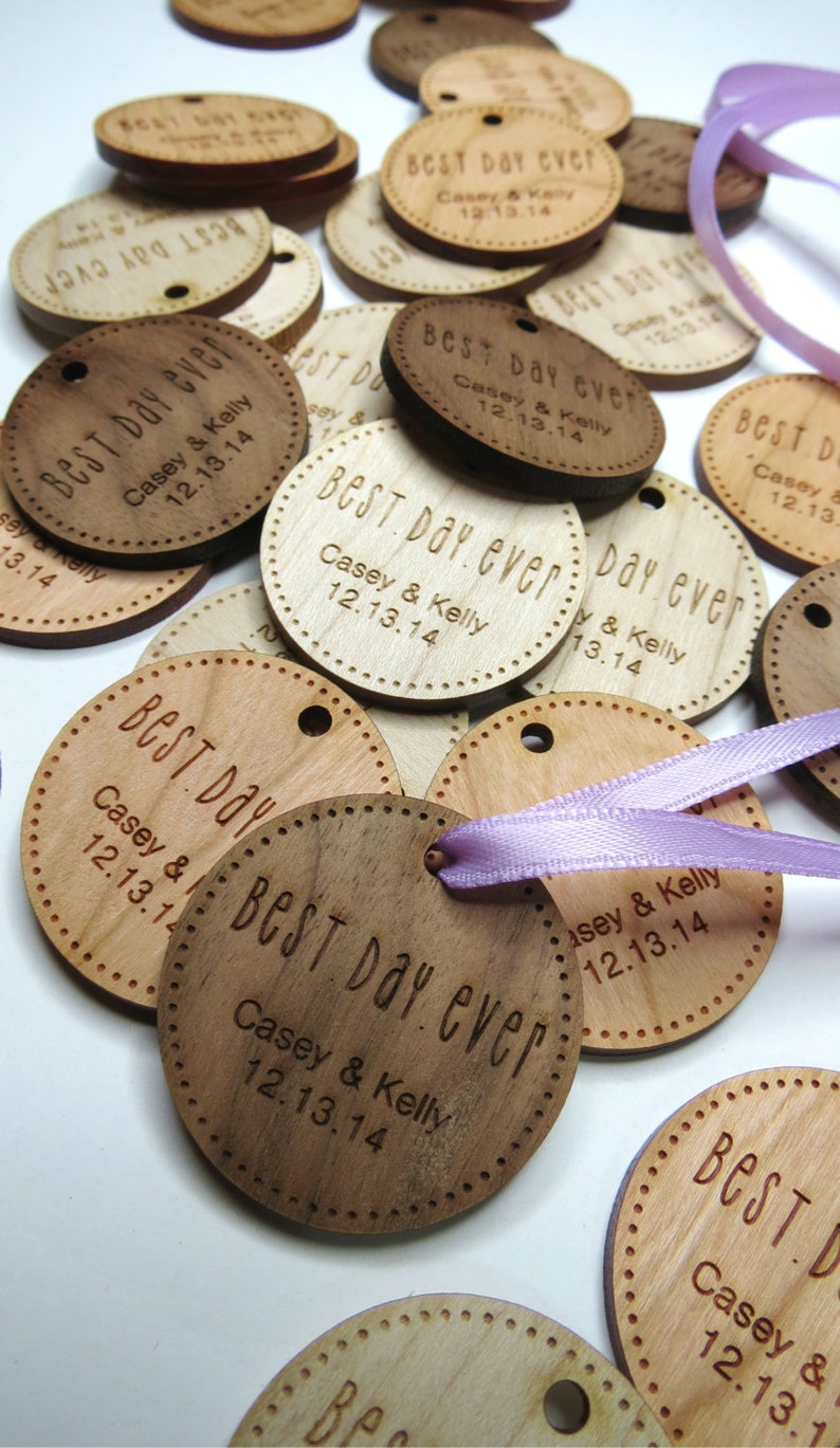 1.5 x 1.5 Wedding Tags Custom Wedding Tags Wood Wedding Tags image 1