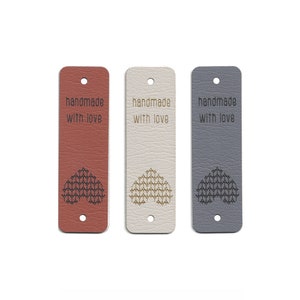 0,75 x 2,5 étiquettes à tricoter personnalisées - simili cuir - étiquettes à tricoter simili cuir
