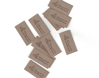 0.75 x 1.5 Custom Knitting Tags - Faux Leather - Faux Leather Knitting Tags