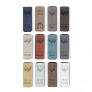 0.75 x 2 Custom Knitting Tags - Faux leather - faux leather Knitting Tags