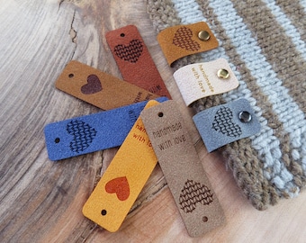 Custom Faux Suede Knitting Tags - Laser Engraved, Personalized Labels (0.75 x 2.5)