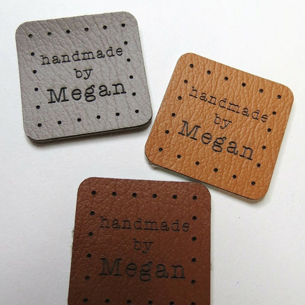 25 - 1 x 1 Custom Knitting Tags - Ultraleather - Ultraleather Knitting Tags