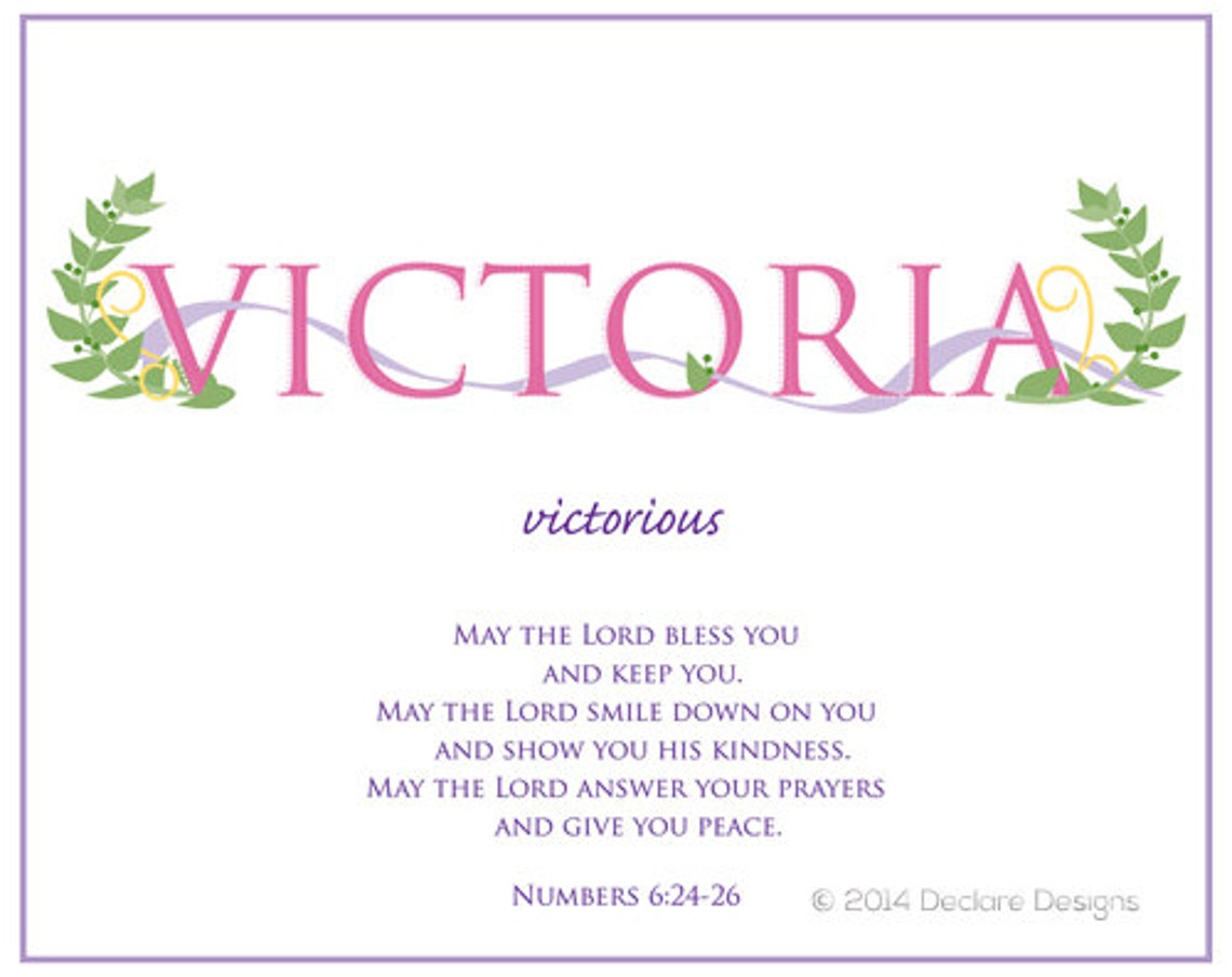 VICTORIA Name Art Canvas with Name Meaning and Scripture Etsy