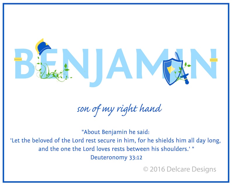 BENJAMIN Name Art Canvas with Name Meaning and Scripture | Etsy