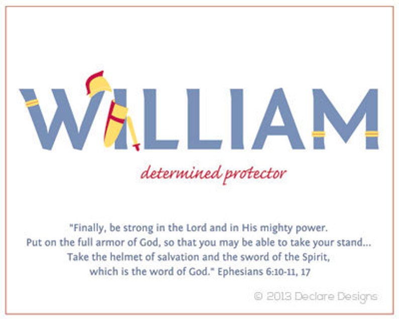 WILLIAM Name Art Canvas with Name Meaning and Scripture Verse | Etsy