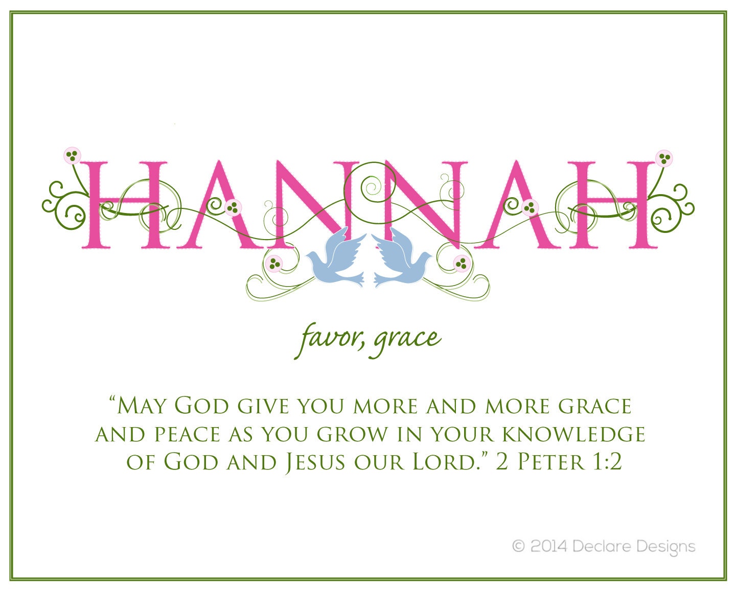 HANNAH Name Art Canvas with Name Meaning and Scripture Verse Etsy