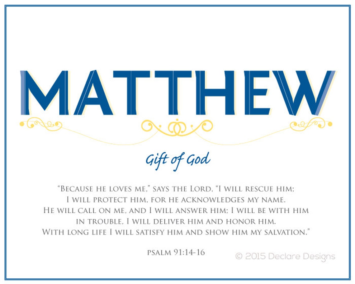 MATTHEW Name Art Canvas with Name Meaning and Scripture Verse Etsy