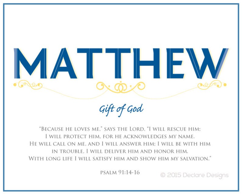 MATTHEW Name Art Canvas with Name Meaning and Scripture Verse Etsy