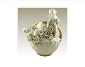Antique Amphora Double Handled Vase Featuring Putti Cherubs Roses Turn Tepliz Austria Bisque Pottery Declicate Rose Design