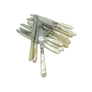 Antique French Mother of Pearl Silver Knives - Set of 12 image 1