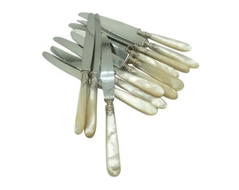 Antique French Mother of Pearl Silver Knives - Set of 12