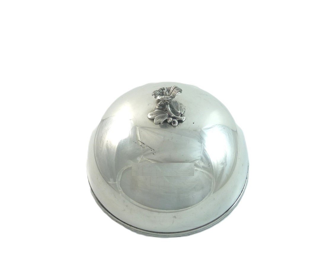 ANCIENNE GROSSE CLOCHE De Service + Plat Metal Argente Hotel Restaurant