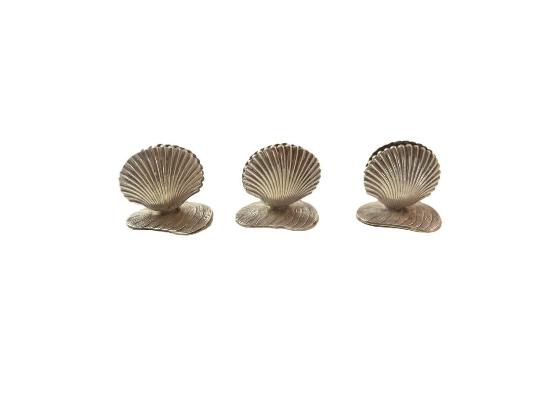 Antique Silver Shell Menu Holders or Place Card Holders: Scallop ...