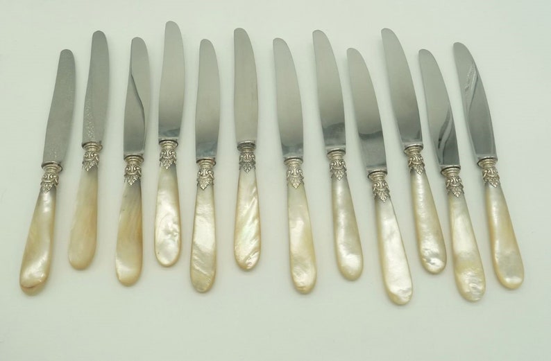 Antique French Mother of Pearl Silver Knives - Set of 12 image 5
