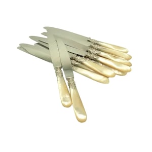 Antique French Mother of Pearl Dinner Knives, Set of 12