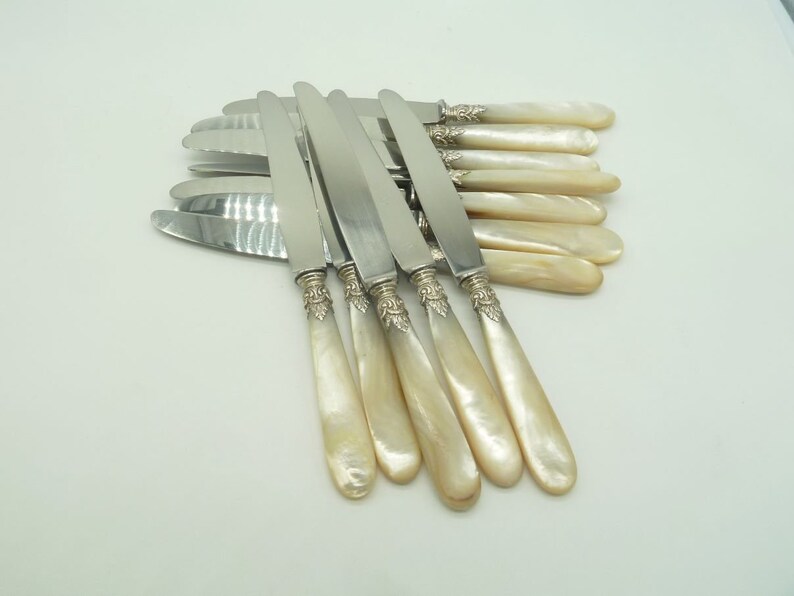 Antique French Mother of Pearl Silver Knives - Set of 12 image 7