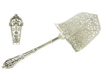Puiforcat Sterling Silver Asparagus Server: French Armorial Pierced Server with Box