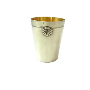 Antique French Sterling Silver & Vermeil Timbale, Beaker or Mint Julep Cup, 3 1/2&quot; High