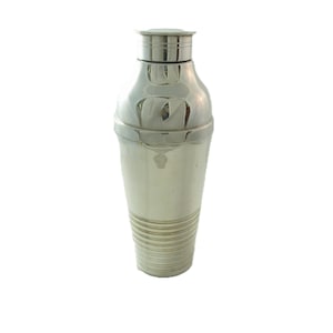 French Silver Plate Cocktail Shaker: Mid-Century Art Deco Barware