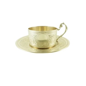 Antique French Sterling Silver Cup & Saucer, Coffee or Chocolate, Cup Measures 3 1/4 ” in Diameter 2” High