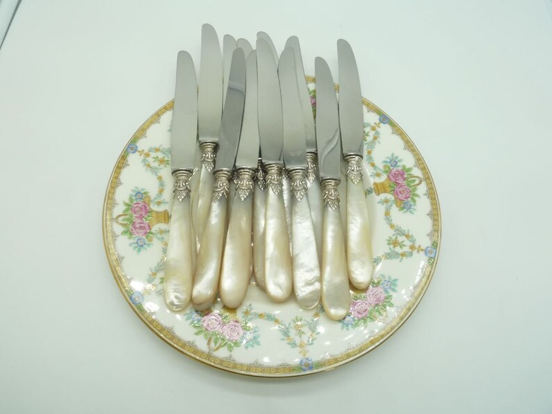 Antique French Mother of Pearl Silver Knives - Set of 12 image 4