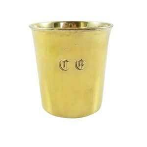 Antique French Sterling Silver & Vermeil Timbale, Late 19th C, Beaker or Cup