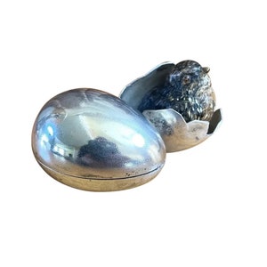 Antique Cold Painted Bronze Bird Inkwell: Silver Egg, Circa 1900