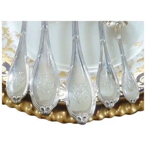 French Sterling Silver Flatware, Antique Flatware, 5 Piece Service for 12, 70 Pieces Total w/ Storage Chest, 950 Flatware, Sizes in Listing