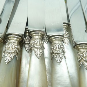 Antique French Mother of Pearl Silver Knives - Set of 12 image 2