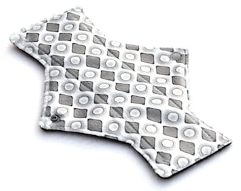 9" Light Day Grey Diamond Minky backed with premium WindPro Fleece Cloth Menstrual Pad, Mama Cloth, Cloth Pad, Reusable Pad