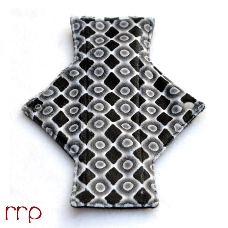 9 Heavy Day Black Diamond Minky backed with premium WindPro Fleece Cloth Menstrual Pad, Mama Cloth, Cloth Pad, Reusable Pad image 2