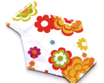 7.5" Pantyliner Fantasy Orange Minky backed in Premium WindPro Fleece, Cloth Pad, Menstrual Pad, Mama Cloth, Reusable Pad