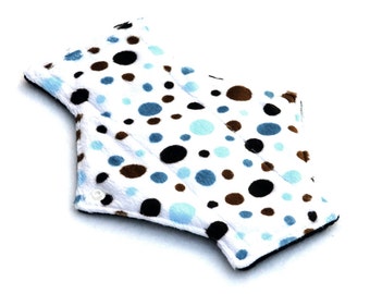 7.5" Pantyliner Blue and Brown Dot Minky backed in premium WindPro Fleece, Cloth Pad, Menstrual Pad, Mama Cloth, Reusable Pad