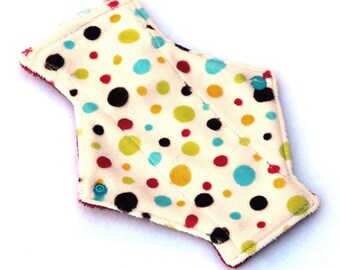 7.5" Pantyliner Mango Dot Minky backed in premium WindPro Fleece, Cloth Pad, Menstrual Pad, Mama Cloth, Reusable Pad