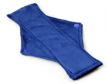 9" Heavy Day Solid Blue Minky backed with premium WindPro Fleece Cloth Menstrual Pad, Mama Cloth, Cloth Pad, Reusable Pad