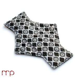 9 Heavy Day Black Diamond Minky backed with premium WindPro Fleece Cloth Menstrual Pad, Mama Cloth, Cloth Pad, Reusable Pad image 1