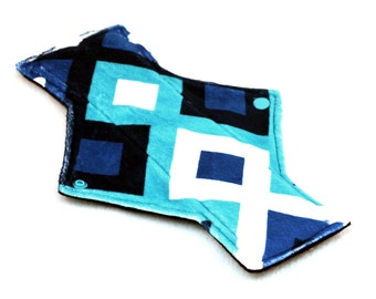 9" Light Day Deco Blue Minky backed with premium WindPro Fleece Cloth Menstrual Pad, Mama Cloth, Cloth Pad, Reusable Pad