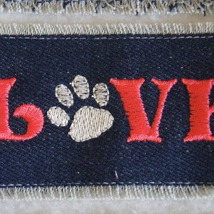 LOVE paw print denim snap on bracelet