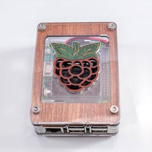 C4Labs Zebra Raspberry Inlay with Fan Case for Raspberry Pi 4B, 3B 3, Pi 2 Wood image 3